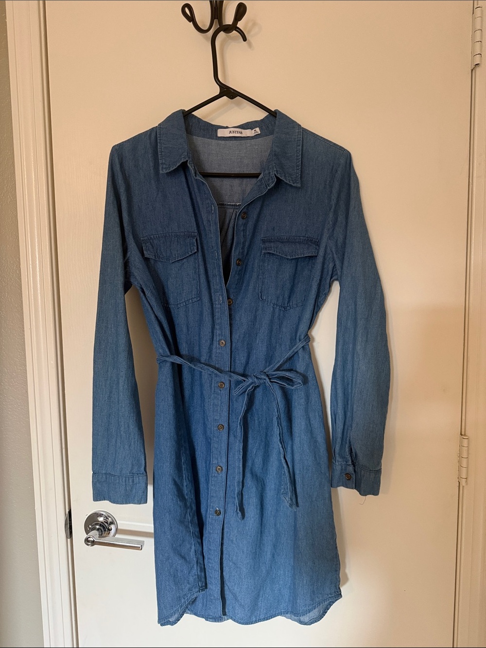 JustFab Light Blue Denim Shirt Dress